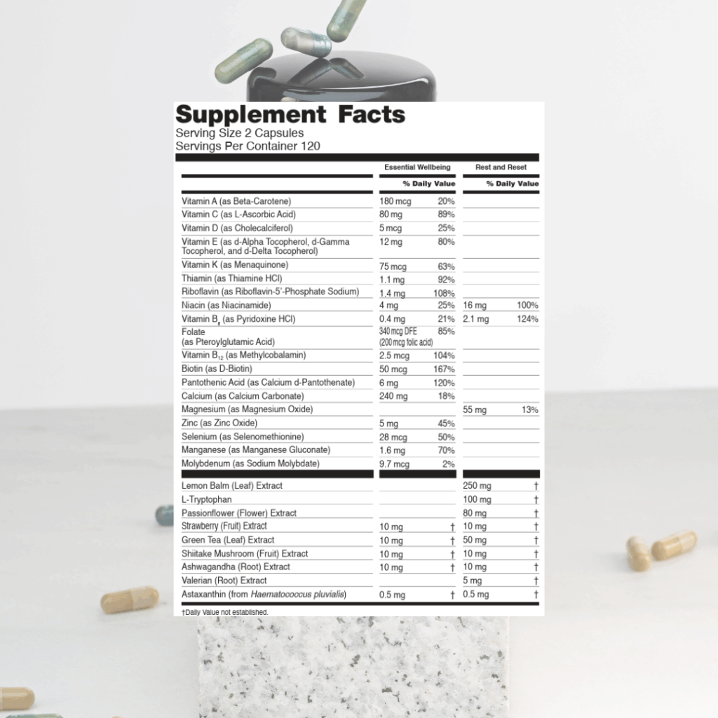 Balance duo - USA - Supplement facts